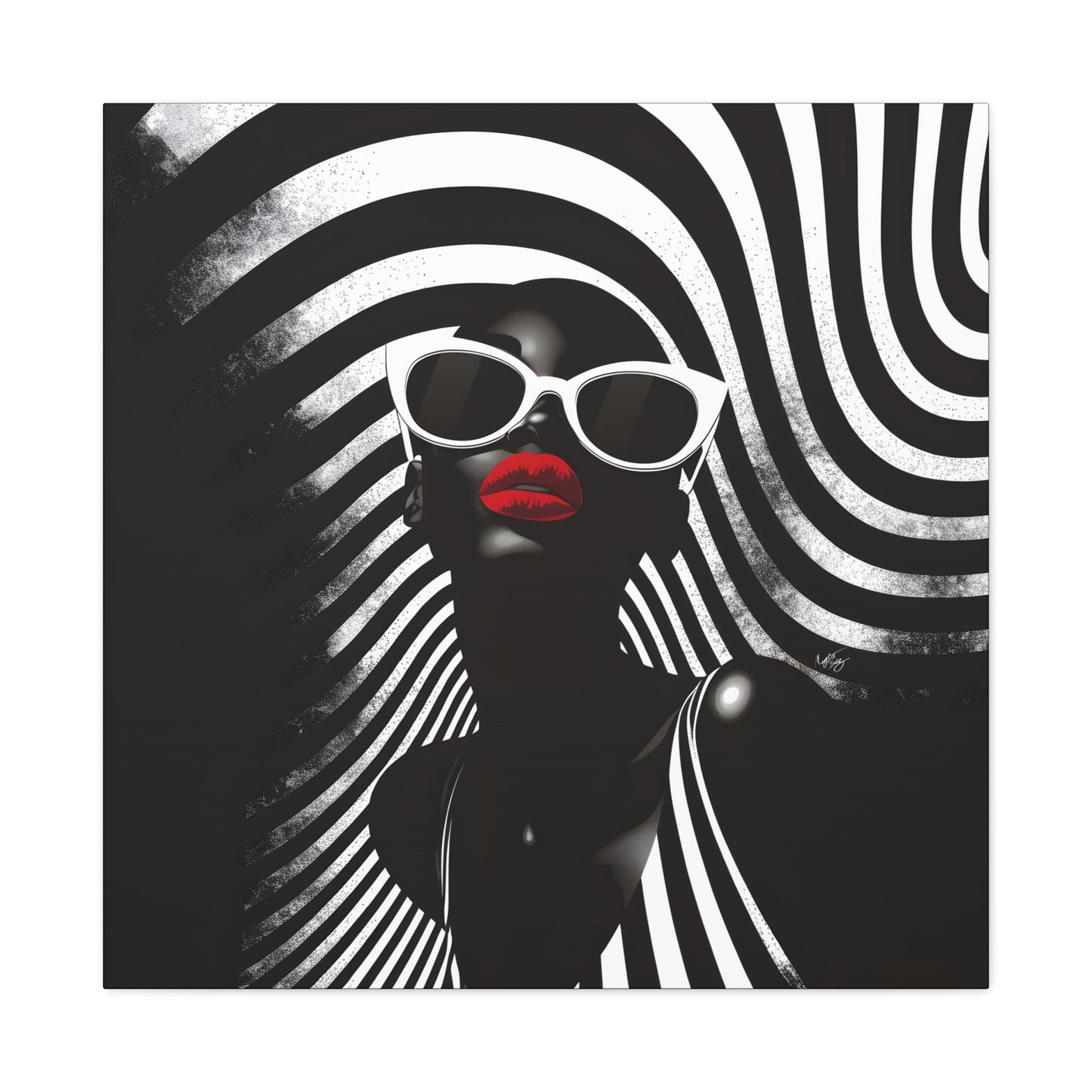 Beauty In Black And White Afrocentric Black Woman Art Canvas Wall Print