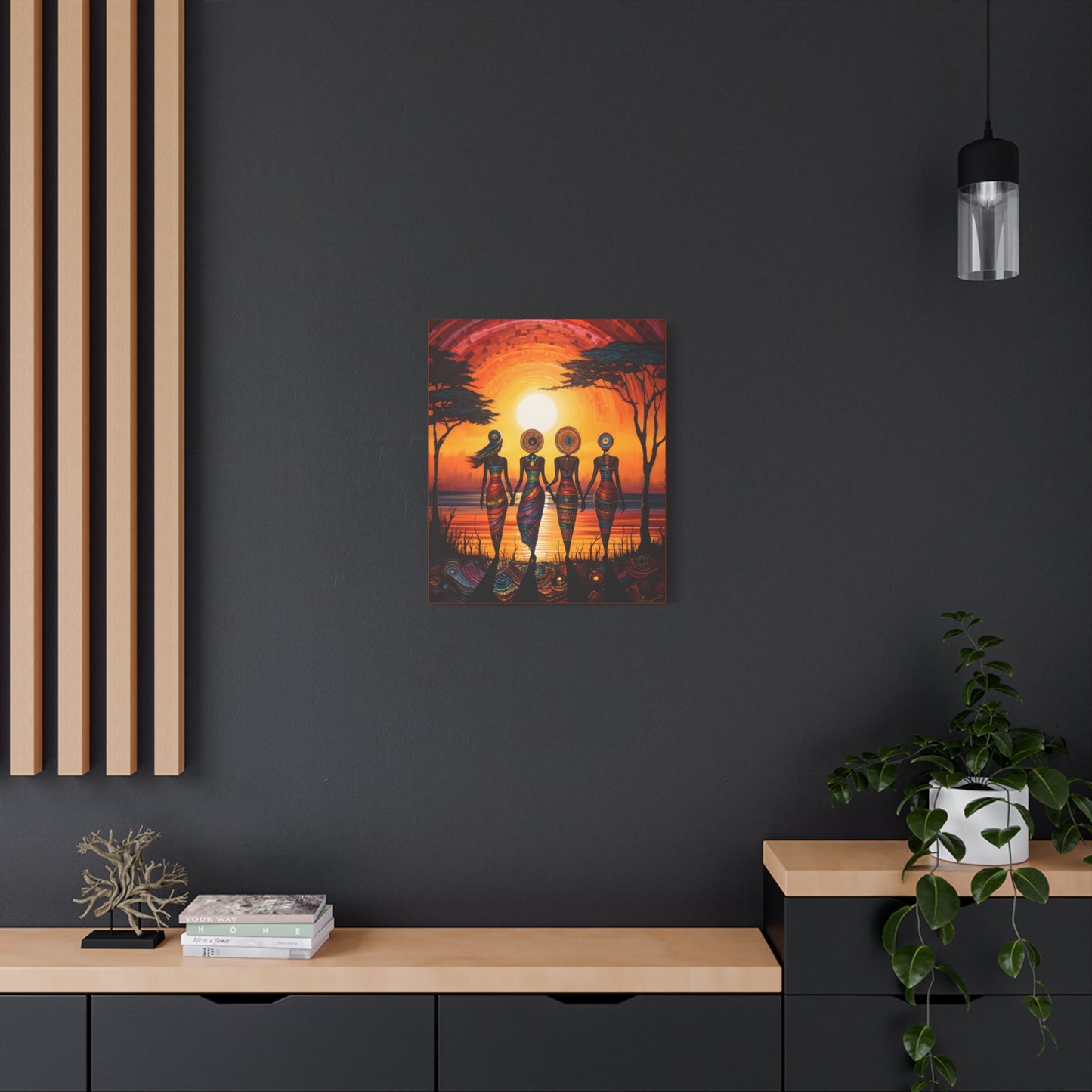 All Together Now Afrocentric Black Woman Abstract Art Canvas Wall Print