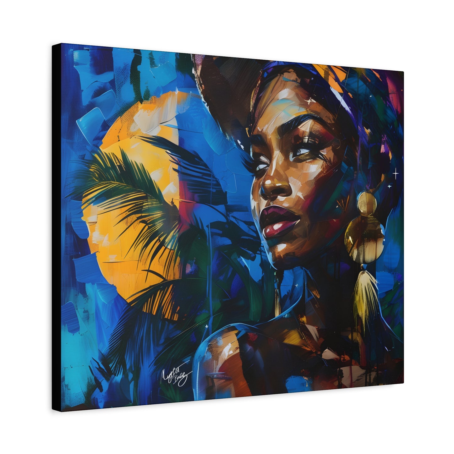 Vacation Vibes Afrocentric Black Woman Abstract Art Canvas Wall Print
