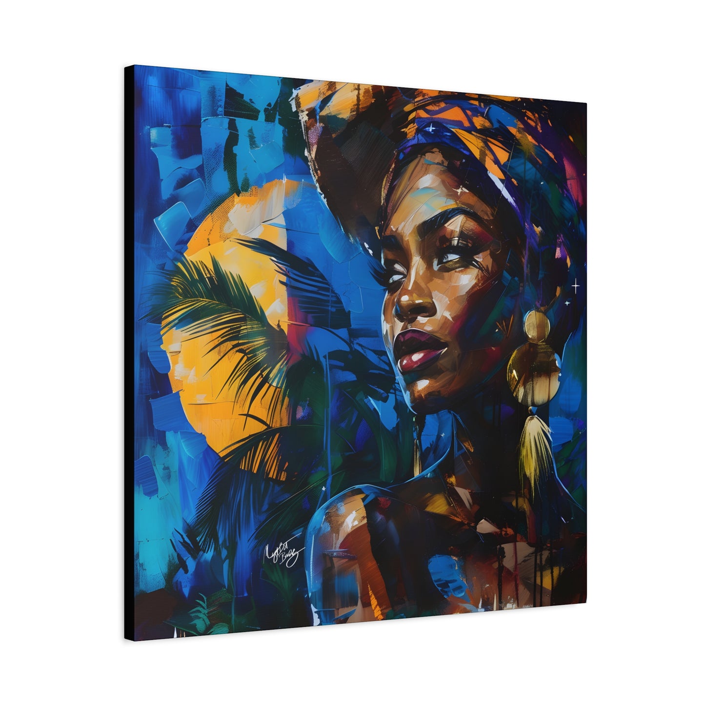 Vacation Vibes Afrocentric Black Woman Abstract Art Canvas Wall Print