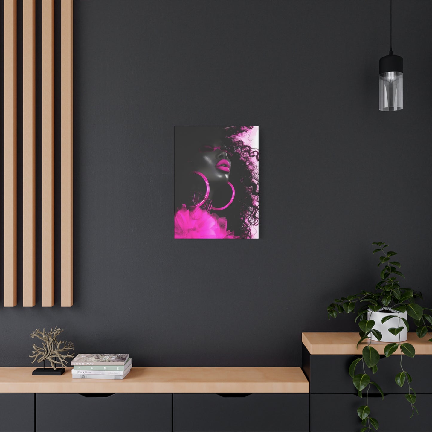 This Pink Is A Mood Afrocentric Black Woman Art Canvas Wall Print