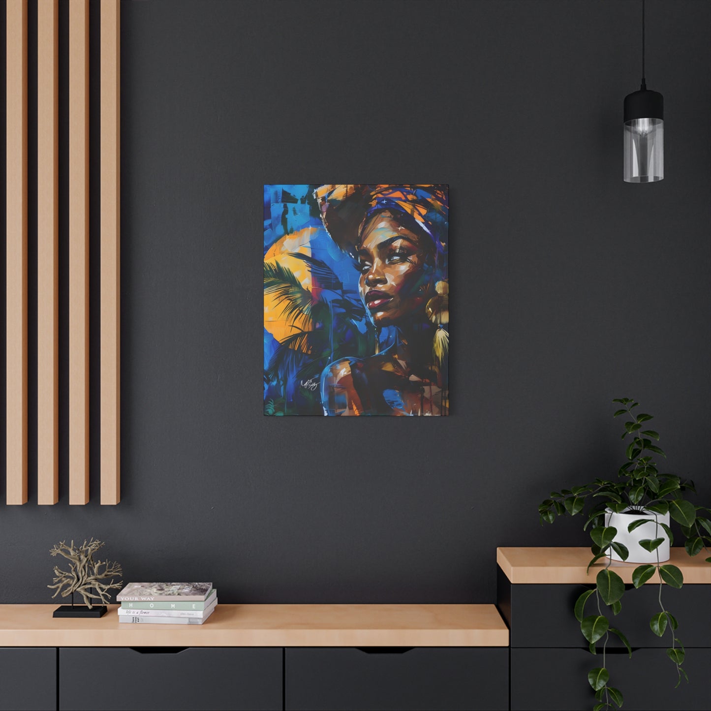 Vacation Vibes Afrocentric Black Woman Abstract Art Canvas Wall Print