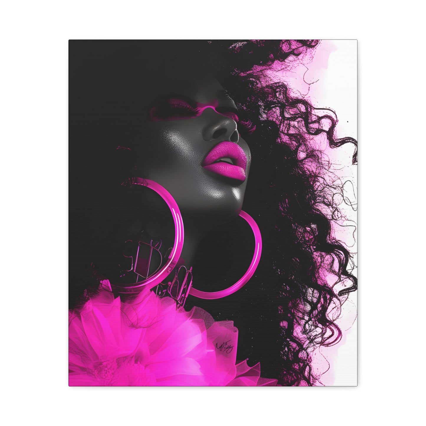 This Pink Is A Mood Afrocentric Black Woman Art Canvas Wall Print