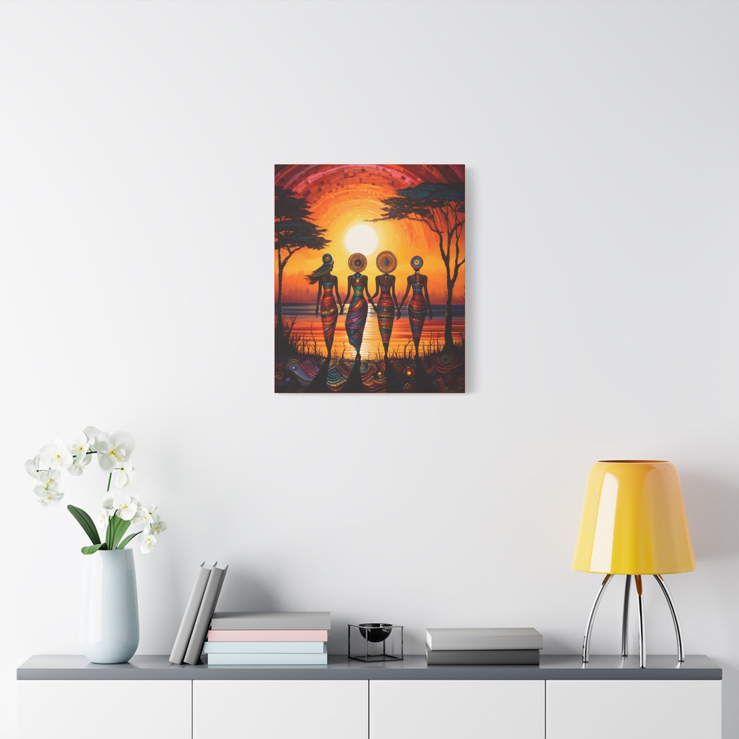 All Together Now Afrocentric Black Woman Abstract Art Canvas Wall Print