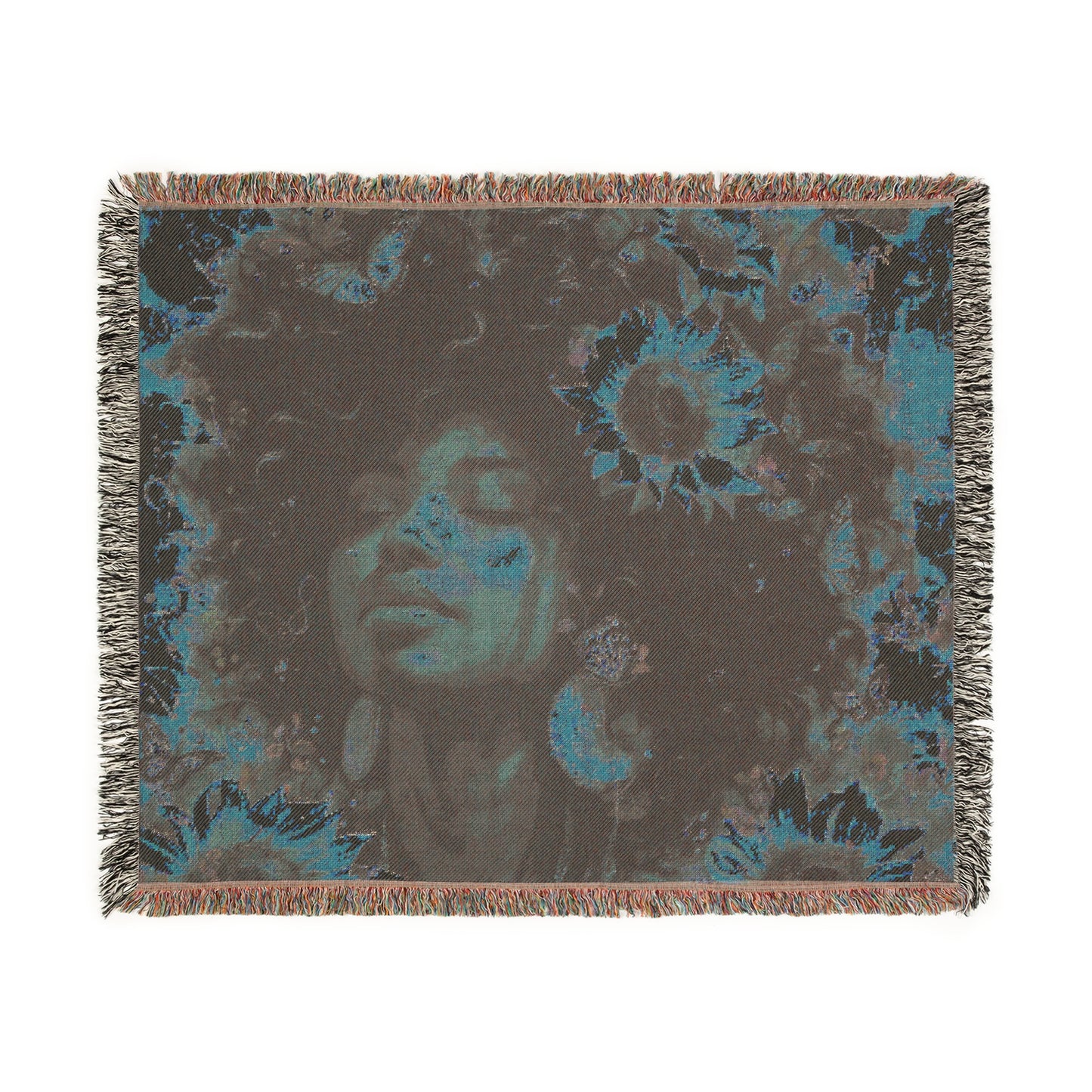 Daisies Everywhere Afrocentric Black Woman Abstract Art Woven Throw Blanket
