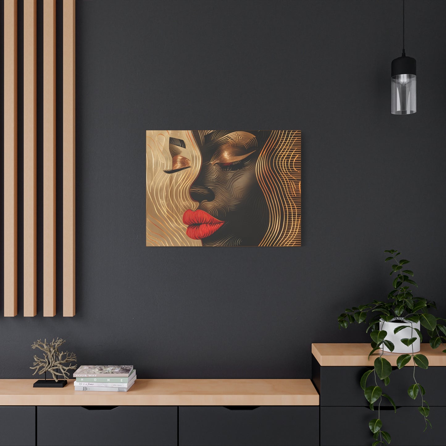 Enswirled Afrocentric Black Woman Abstract Art Canvas Wall Print