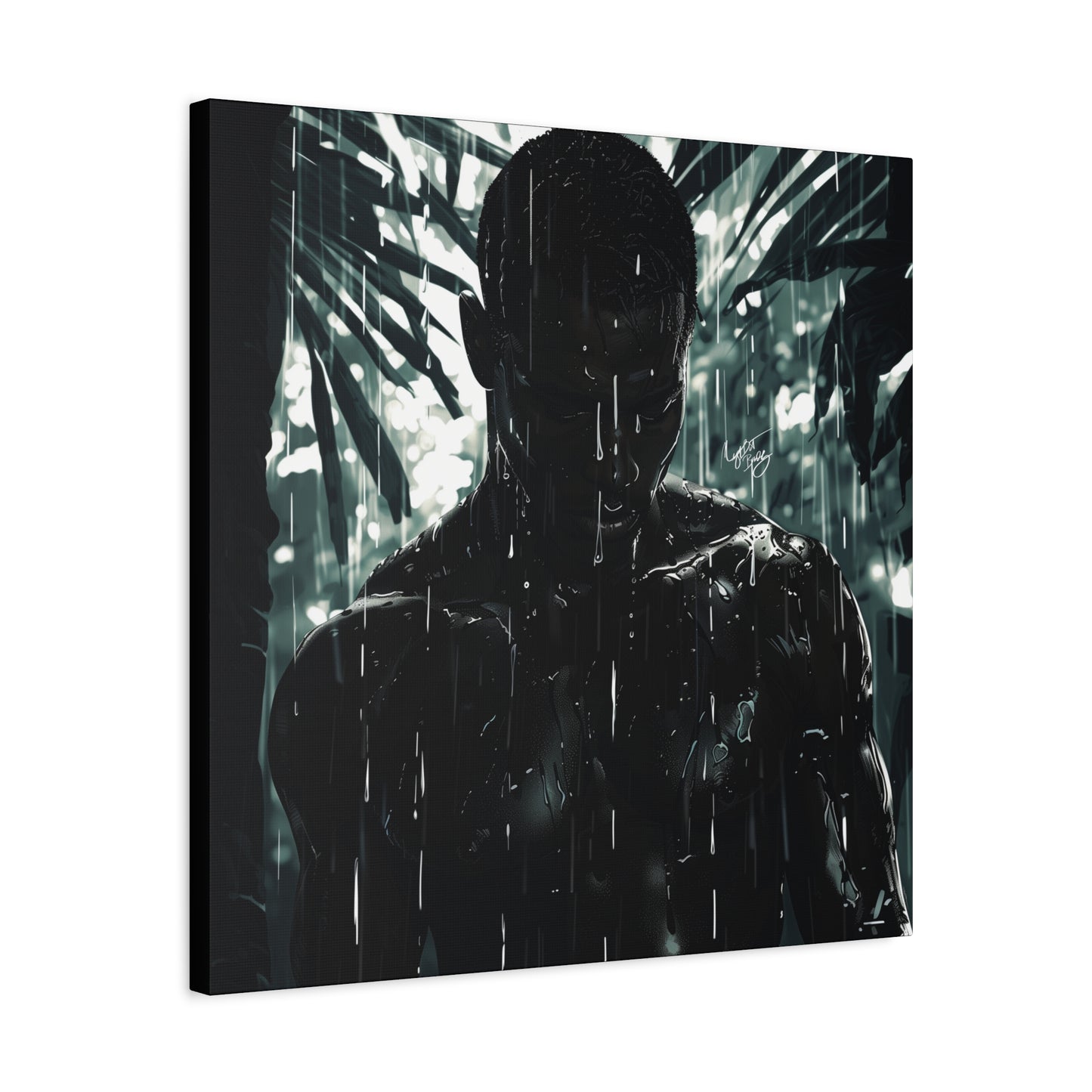Rainy Days Aren't That Bad Afrocentric Black Man Art Canvas Wall Print