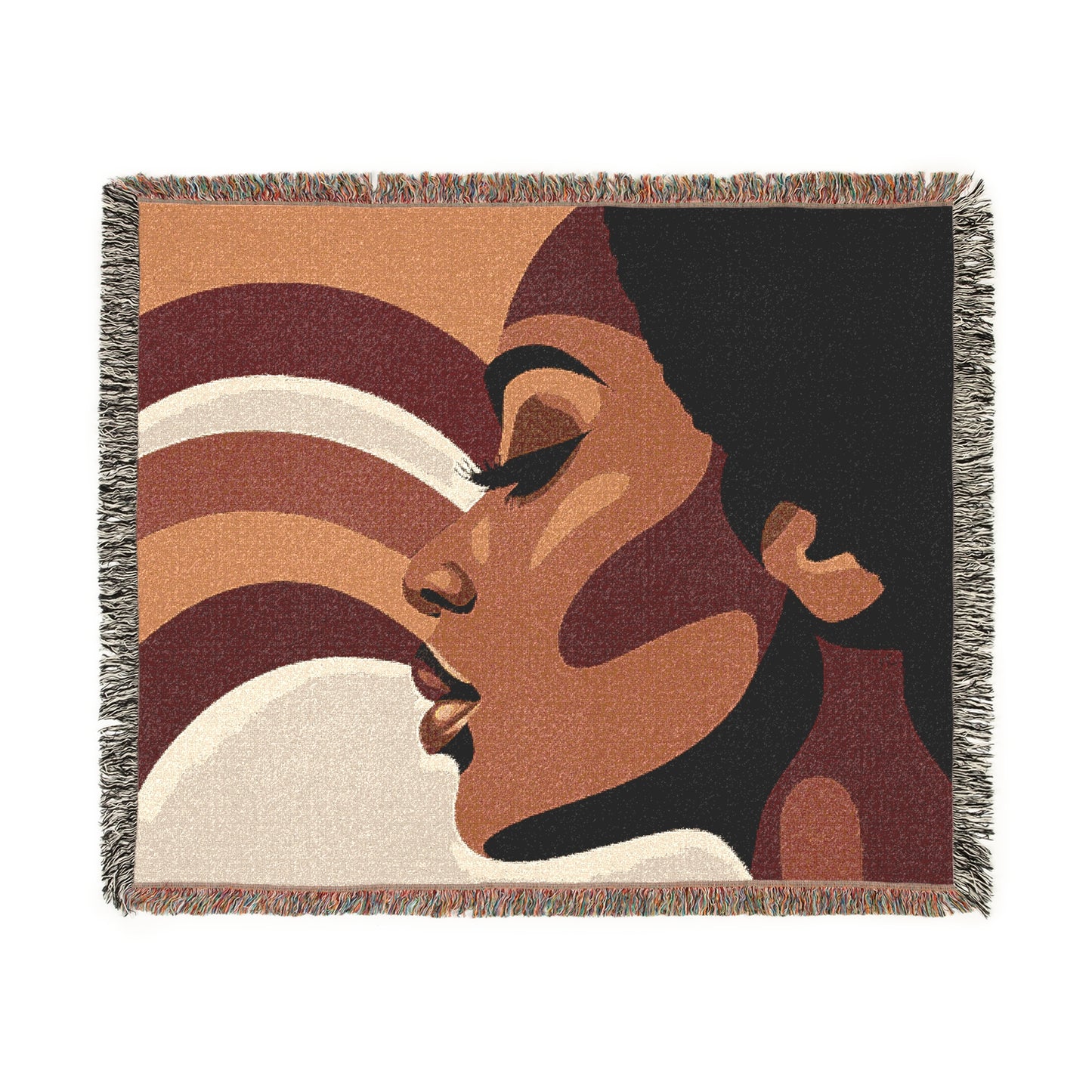 Shades of Peace Afrocentric Black Woman Abstract Art Woven Throw Blanket
