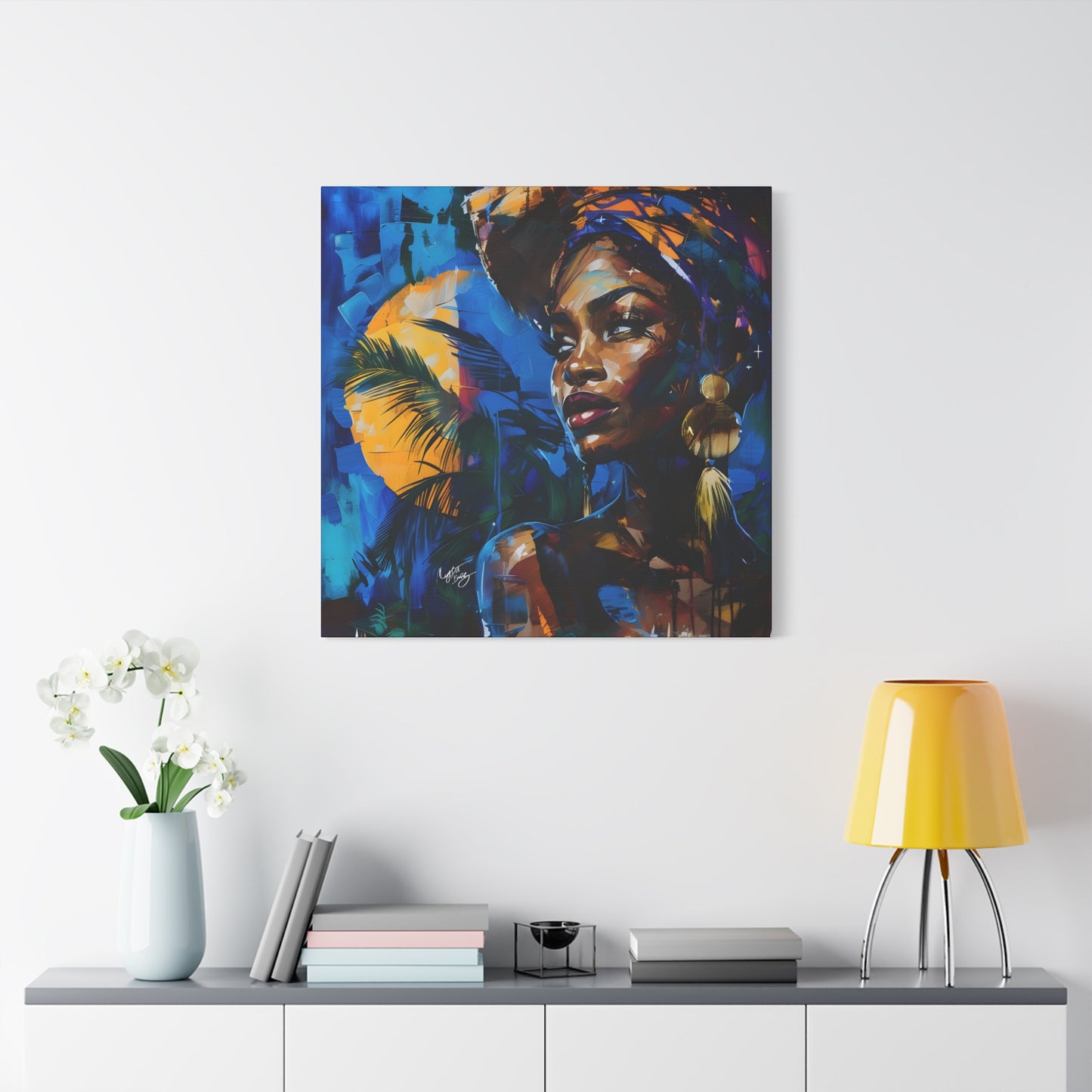 Vacation Vibes Afrocentric Black Woman Abstract Art Canvas Wall Print