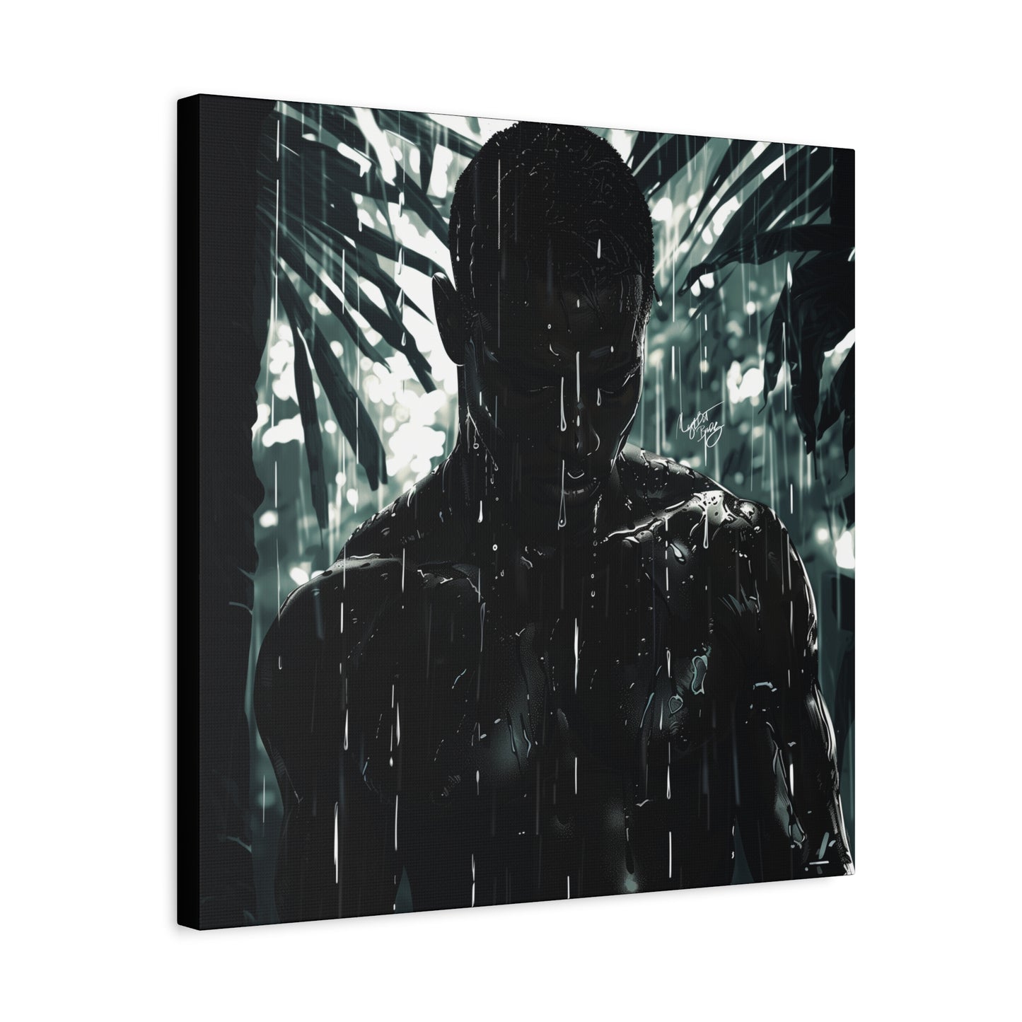 Rainy Days Aren't That Bad Afrocentric Black Man Art Canvas Wall Print