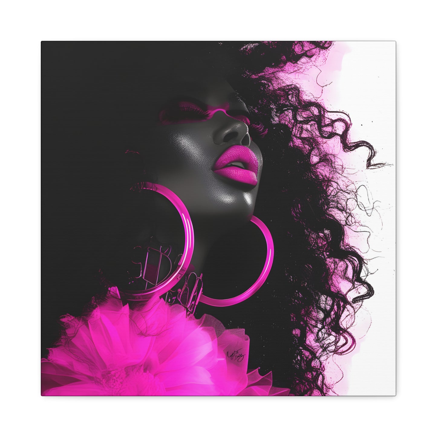 This Pink Is A Mood Afrocentric Black Woman Art Canvas Wall Print