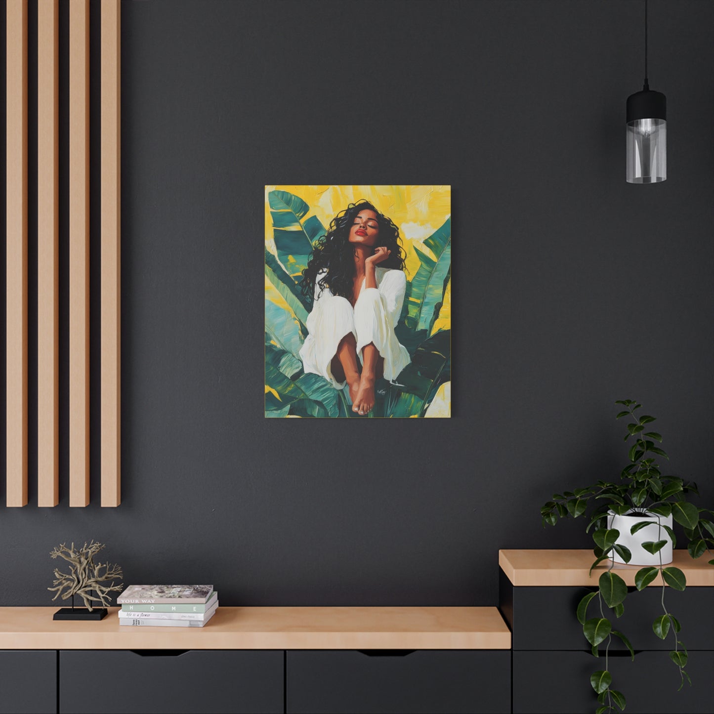 It's A Beautiful Day Afrocentric Black Woman Abstract Art Canvas Wall Print