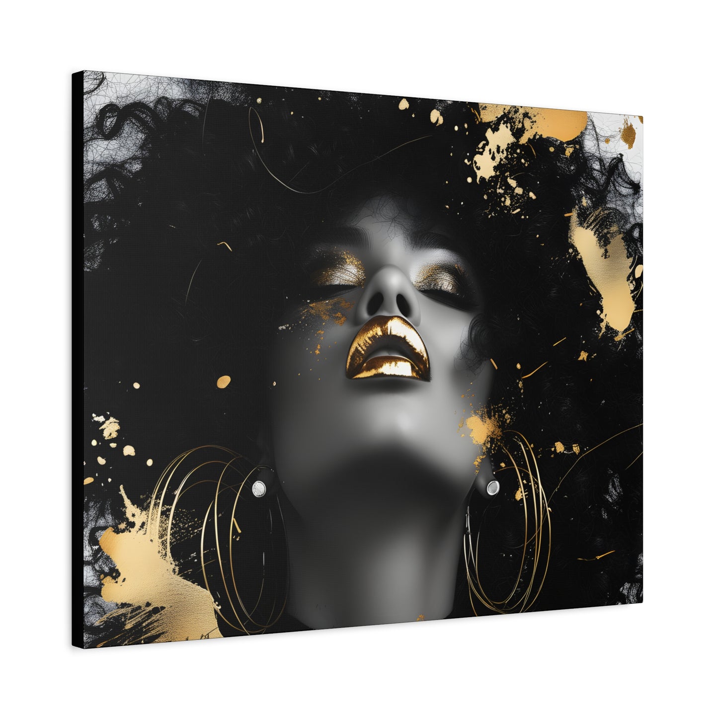 Gold Is My Passion Afrocentric Black Woman Abstract Art Canvas Wall Print