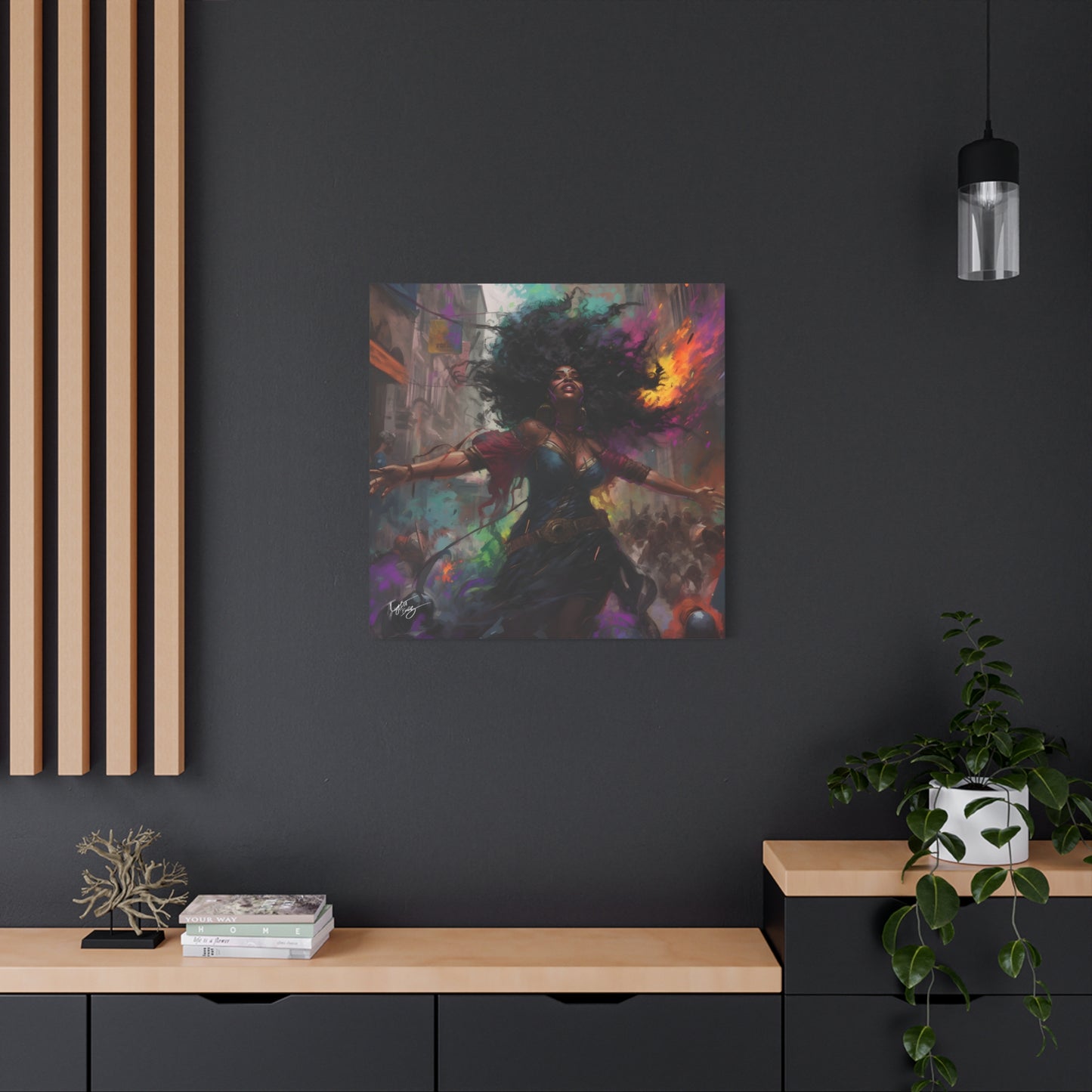Flee To Freedom Afrocentric Abstract Black Woman Fantasy Alternative History Art Canvas Wall Print