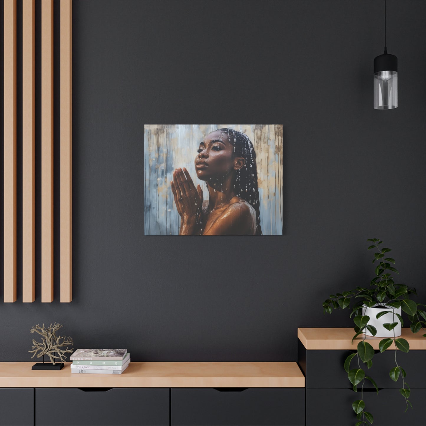 Naturally Peaceful Afrocentric Black Woman Art Canvas Wall Print