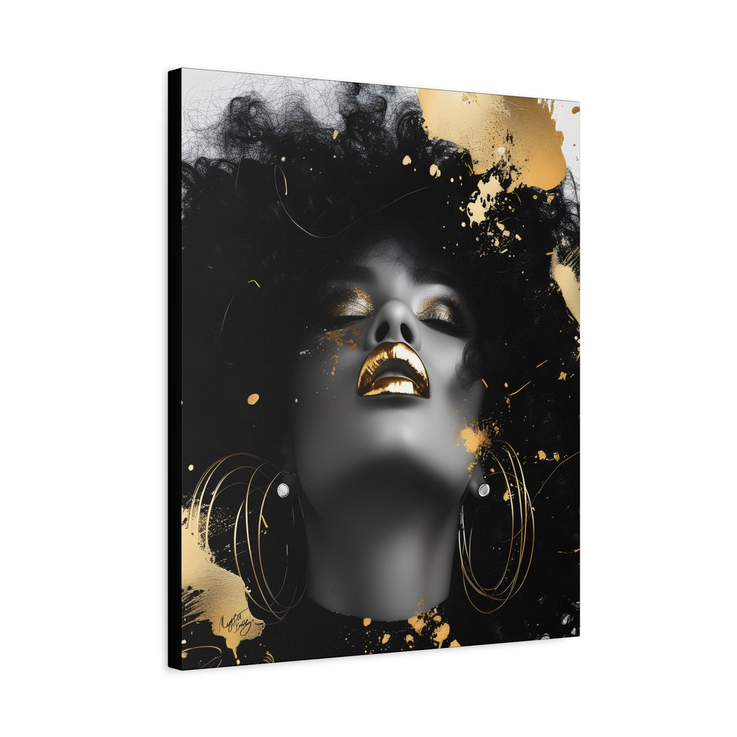 Gold Is My Passion Afrocentric Black Woman Abstract Art Canvas Wall Print