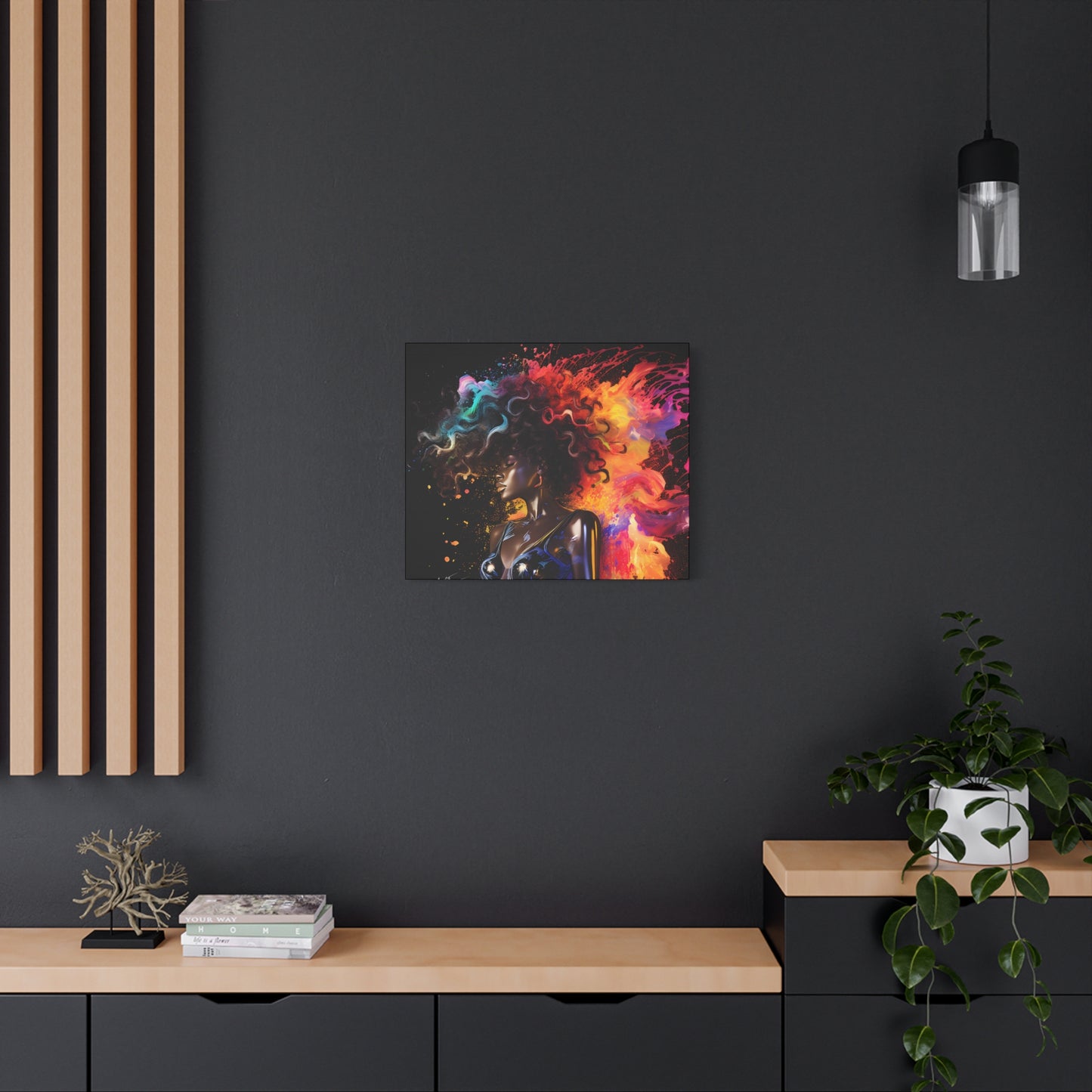 Colors Of The Universe Afrocentric Black Woman Abstract Fantasy Art Canvas Wall Print