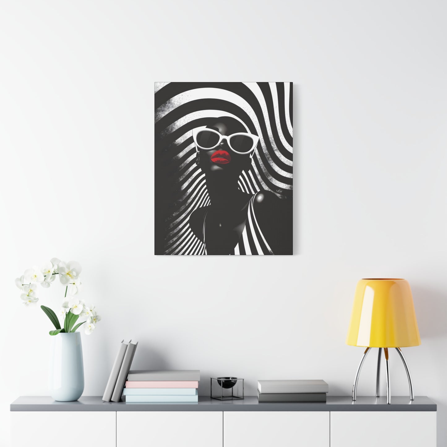 Beauty In Black And White Afrocentric Black Woman Art Canvas Wall Print