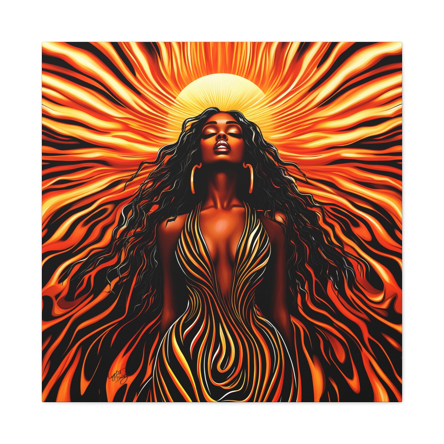 Sunkissed Afrocentric Black Woman Abstract Art Canvas Wall Print