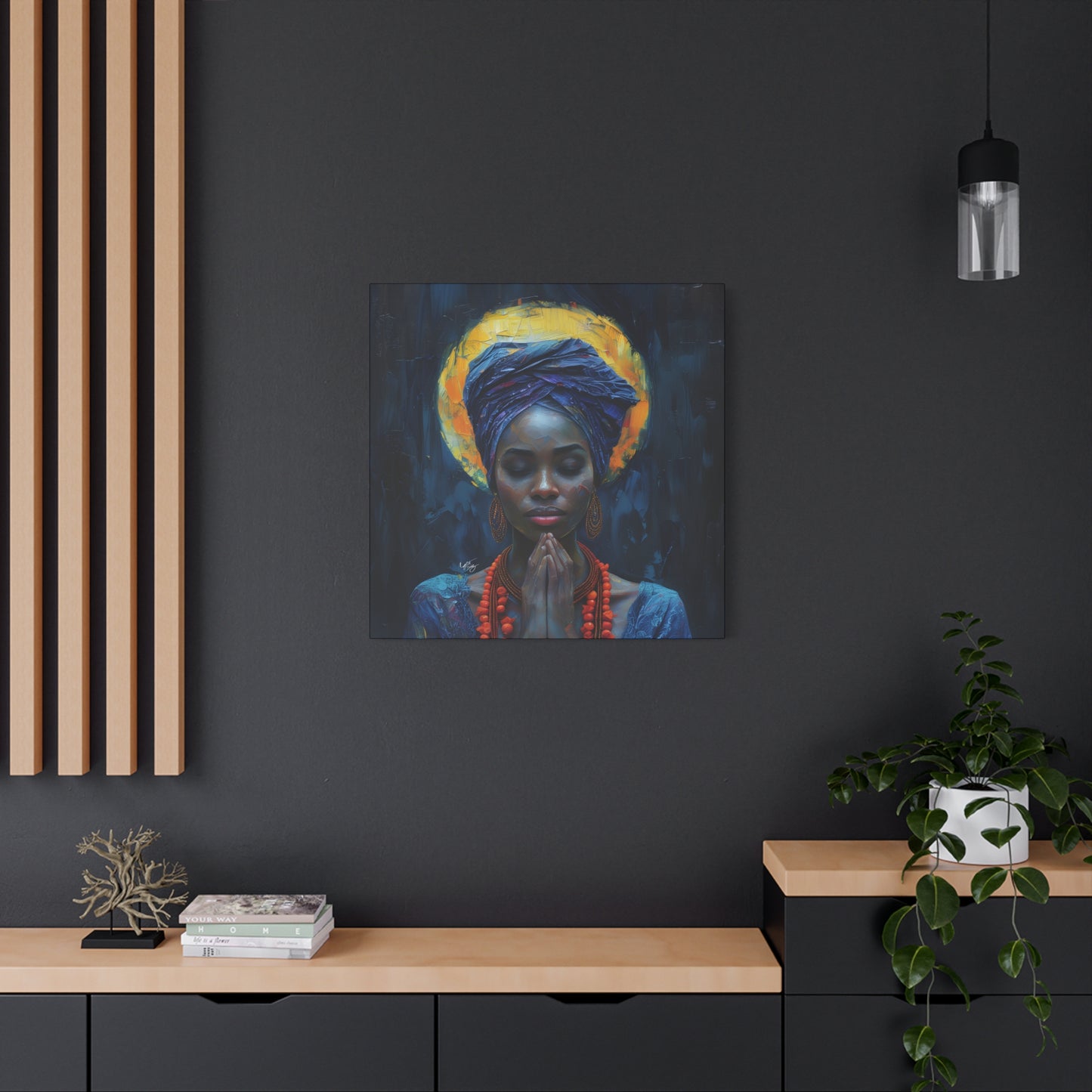 Sunset Relaxation Afrocentric Black Woman Spiritual Art Canvas Wall Print