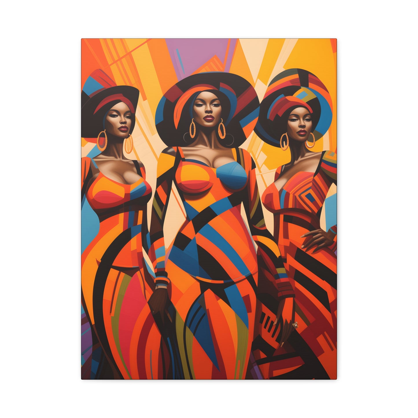 The Sisters Afrocentric Abstract Fantasy Black Woman Art Canvas Wall Print