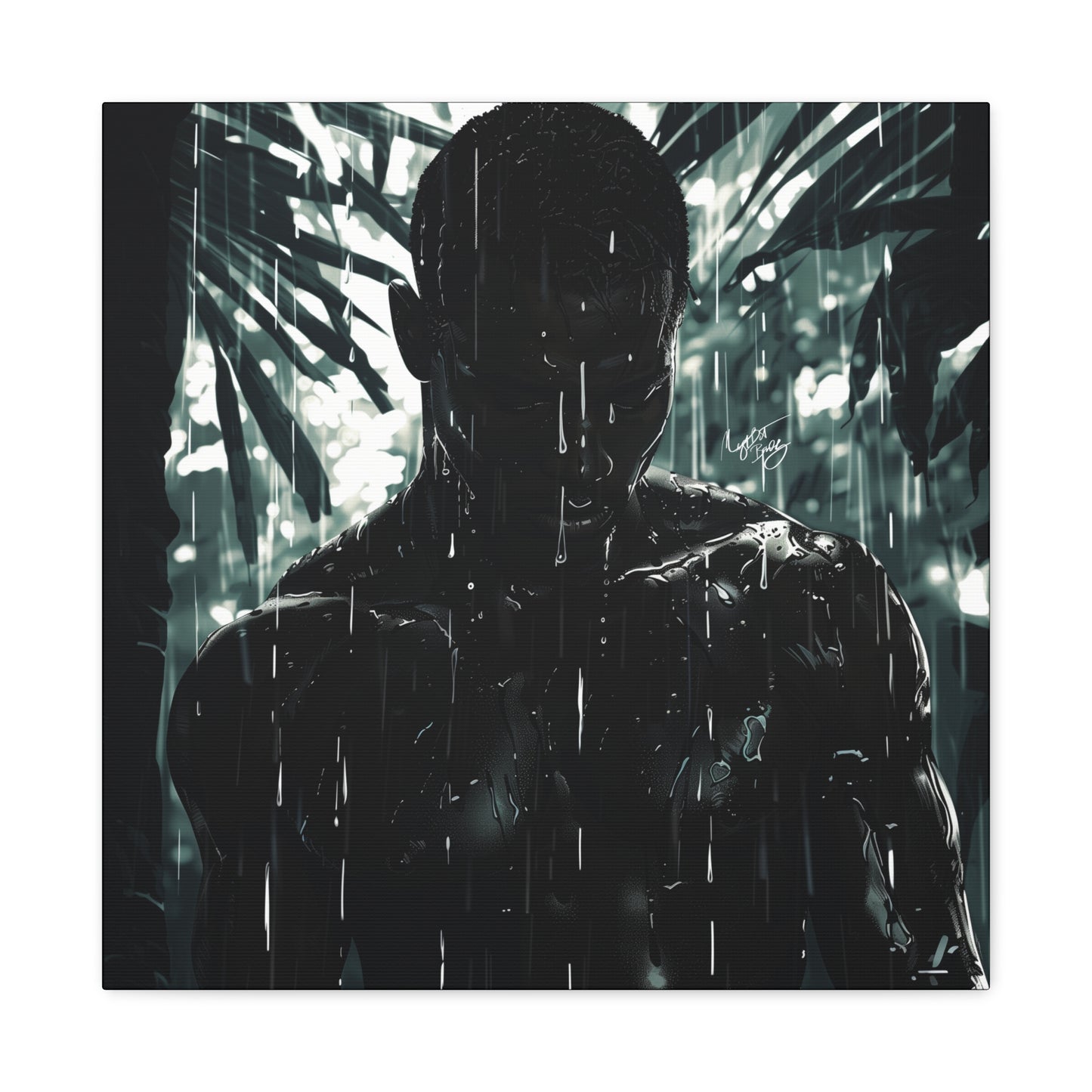 Rainy Days Aren't That Bad Afrocentric Black Man Art Canvas Wall Print