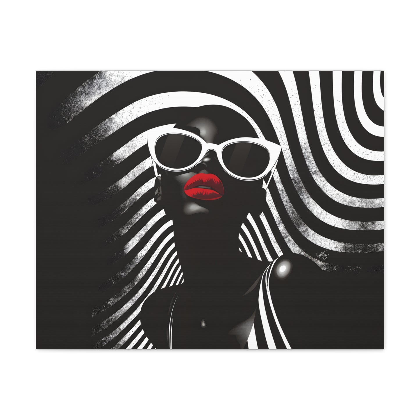 Beauty In Black And White Afrocentric Black Woman Art Canvas Wall Print