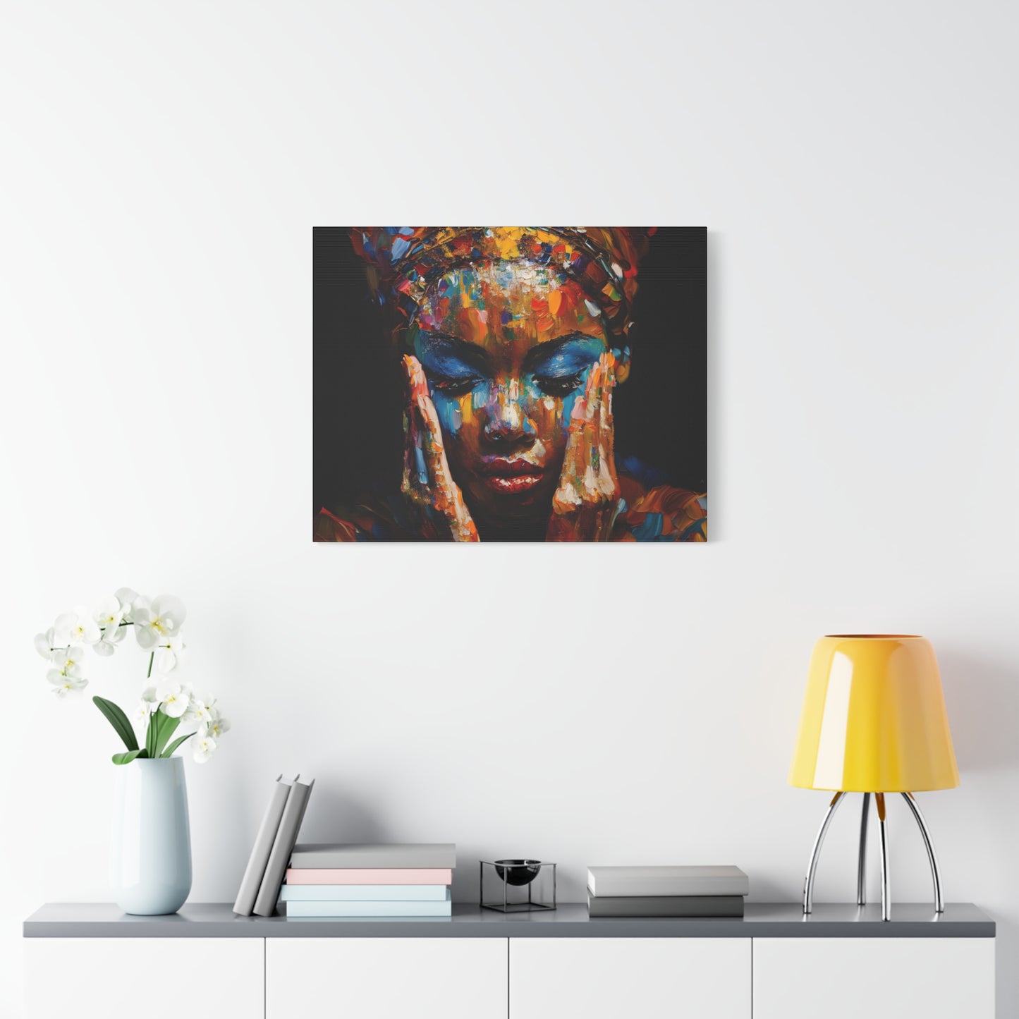 Heavy Is The Head That Wears The Crown Afrocentric Black Woman Abstract Art Canvas Wall Print