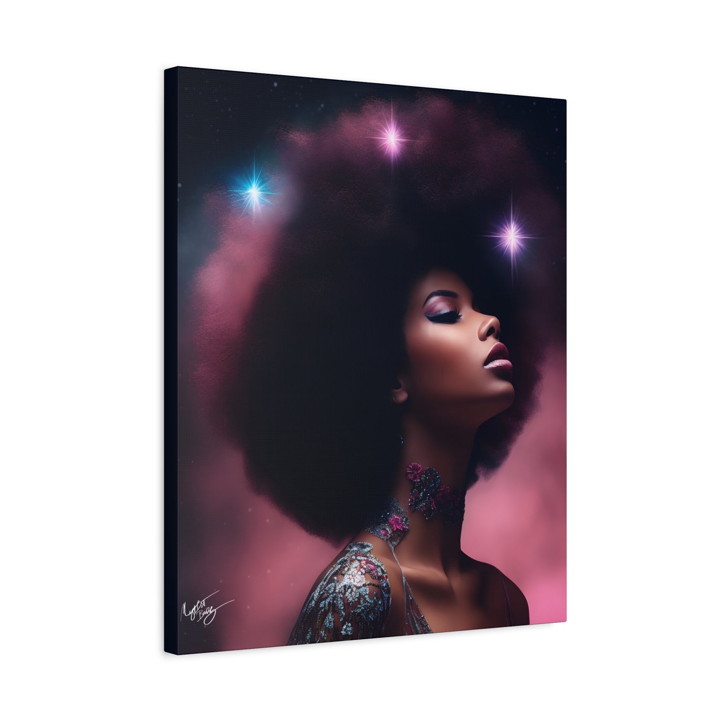 An Afrocentric Universe Fantasy Black Woman Canvas Wall Print