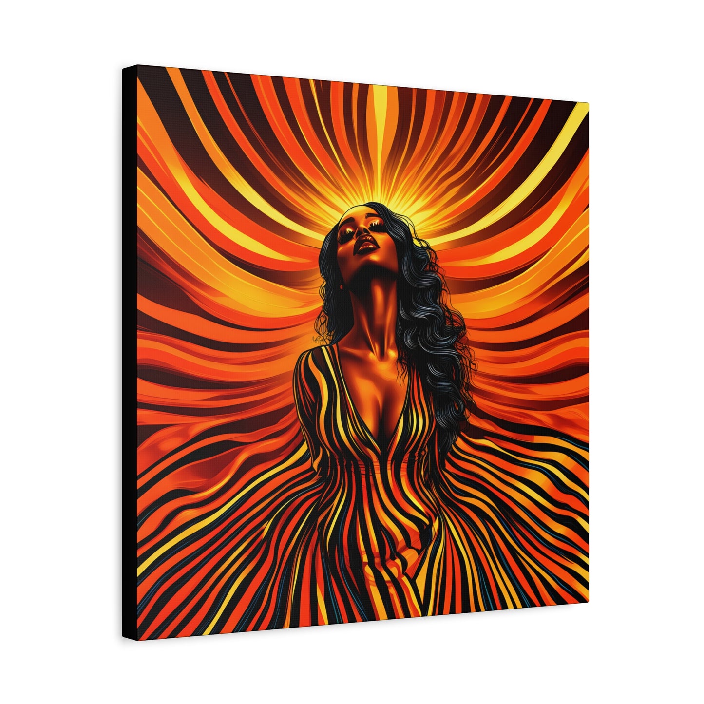 Autumn Rises Black Woman Art Canvas Wall Print