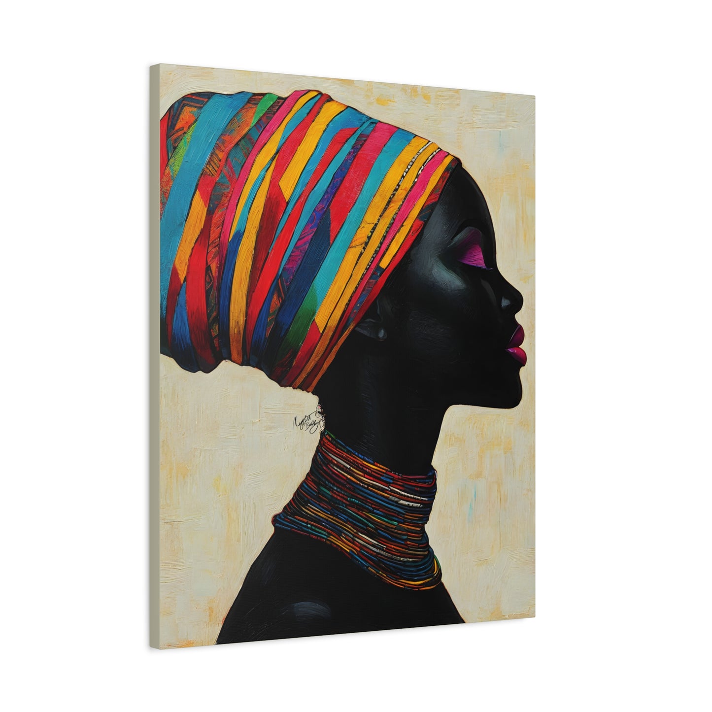 Regal Thoughts Afrocentric Black Woman Art Canvas Wall Print