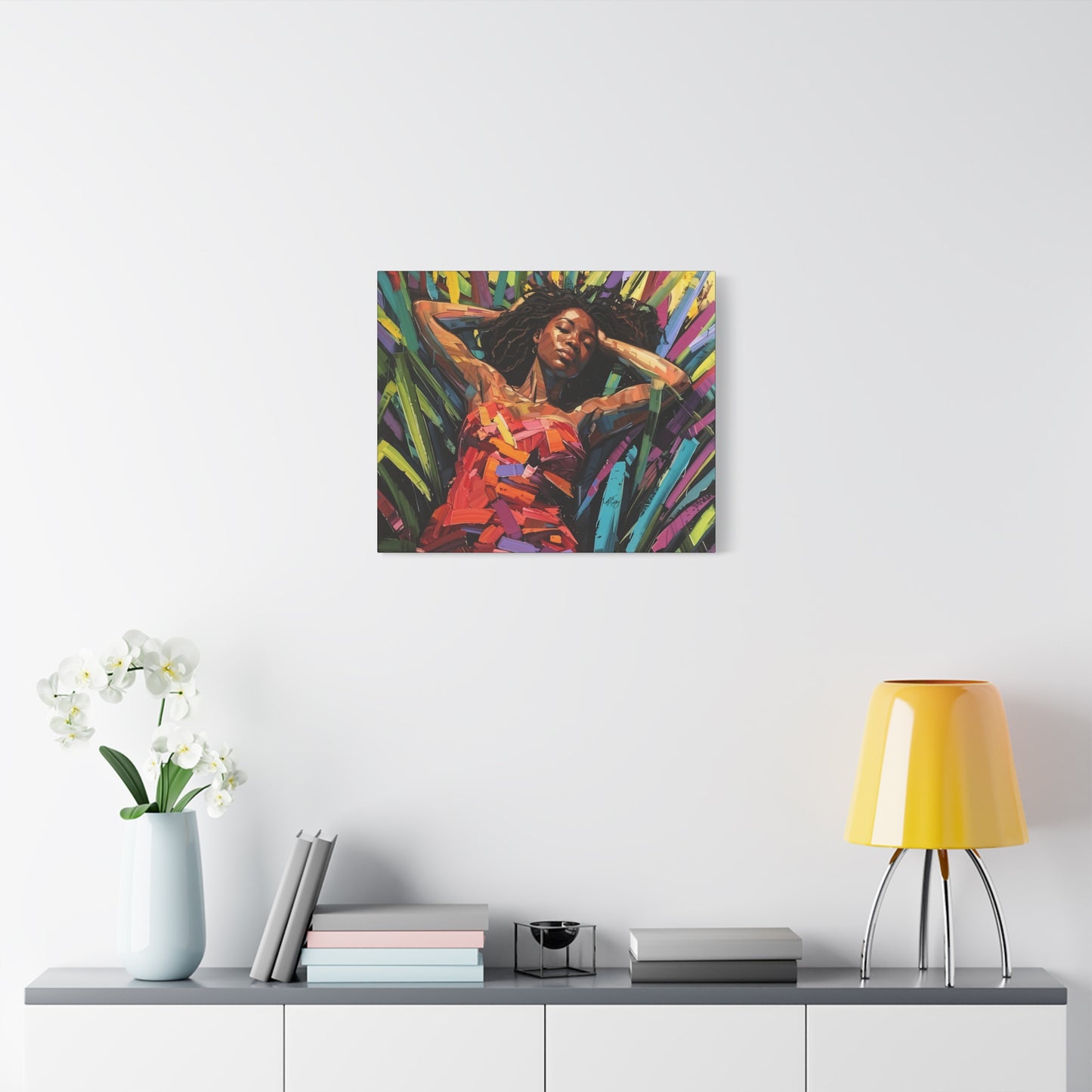 Be At Peace Black Woman Abstract Art Canvas Wall Print