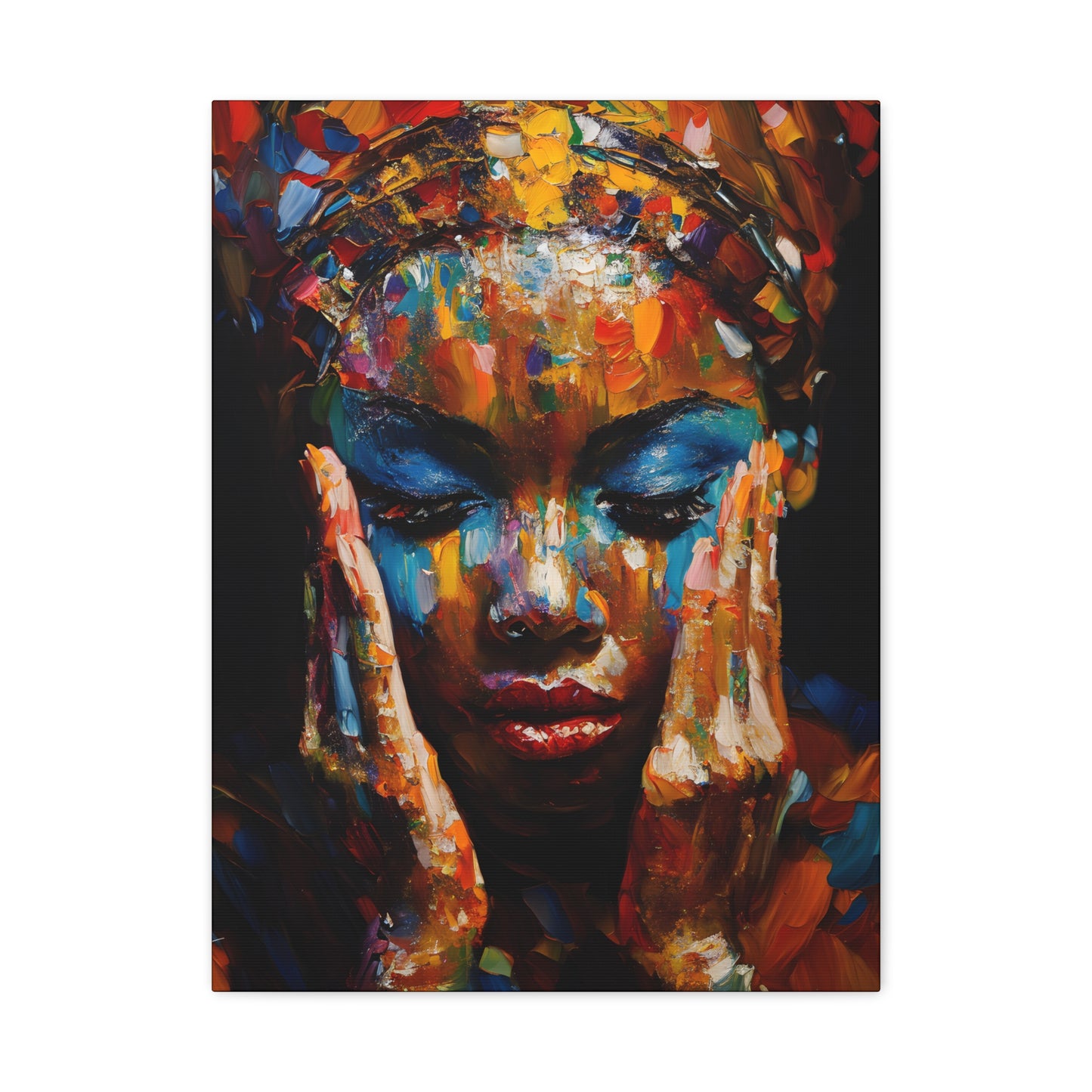 Heavy Is The Head That Wears The Crown Afrocentric Black Woman Abstract Art Canvas Wall Print