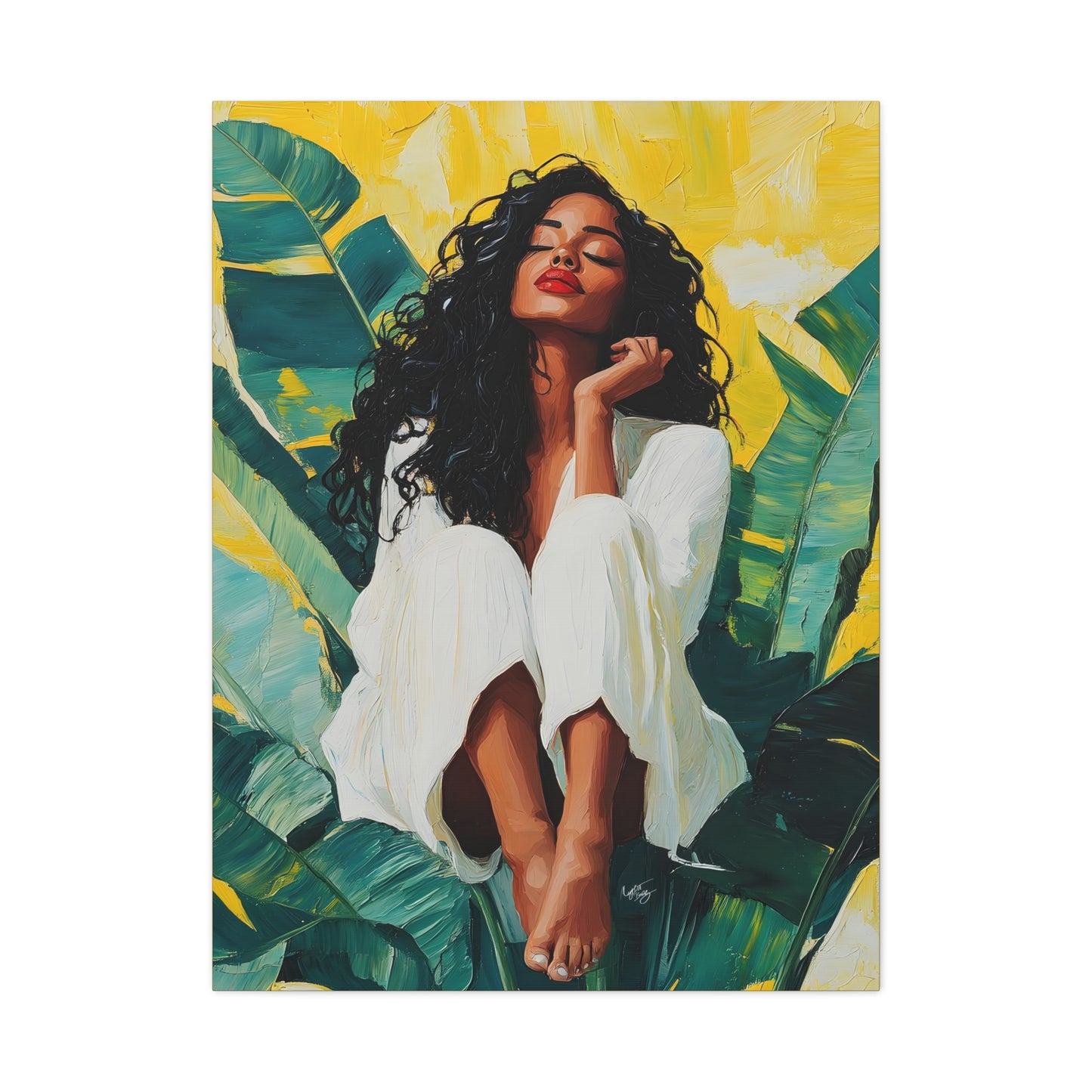 It's A Beautiful Day Afrocentric Black Woman Abstract Art Canvas Wall Print