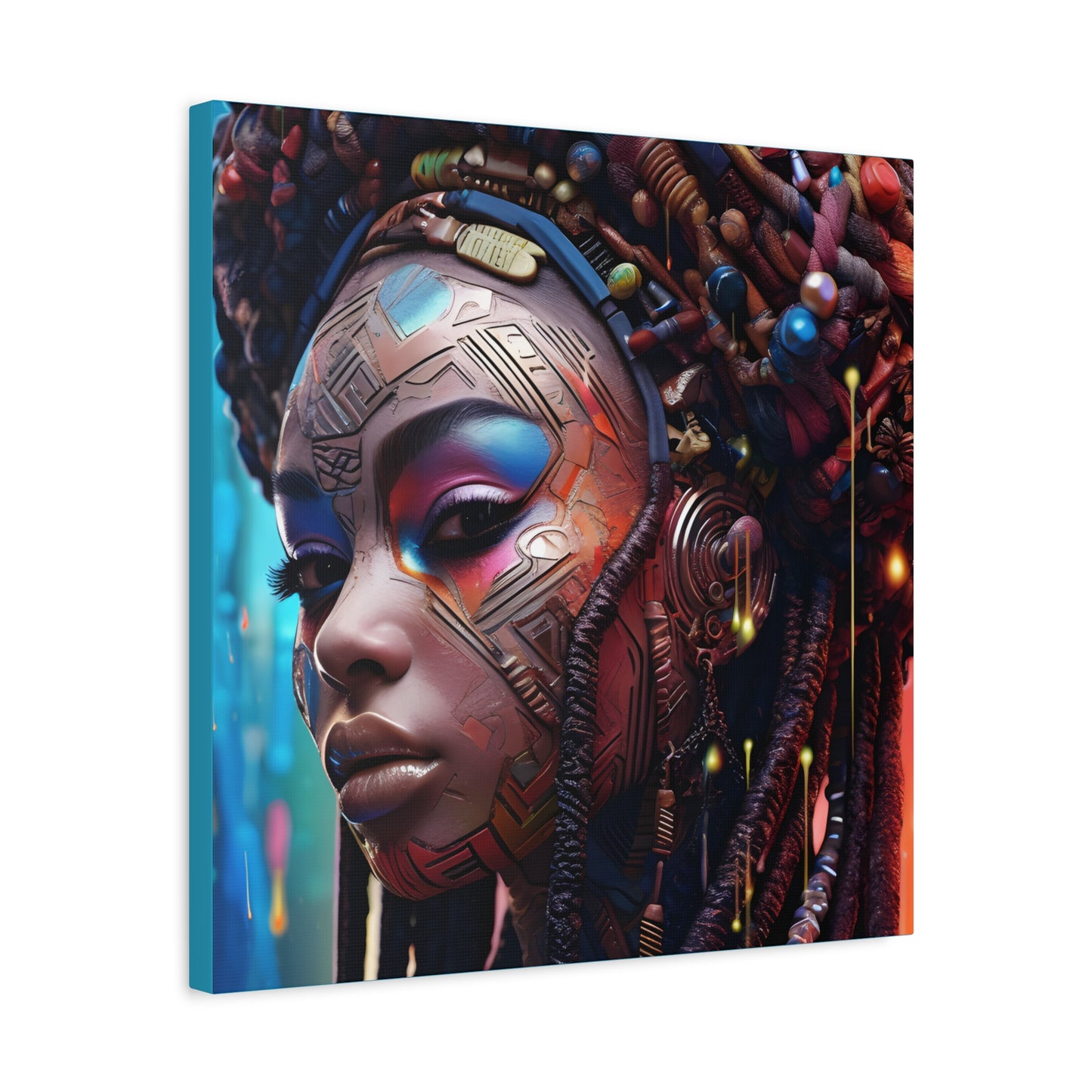 Princess Of The Past and Future Afrocentric Afrofuturism Abstract Black Artwork Canvas Wall Print