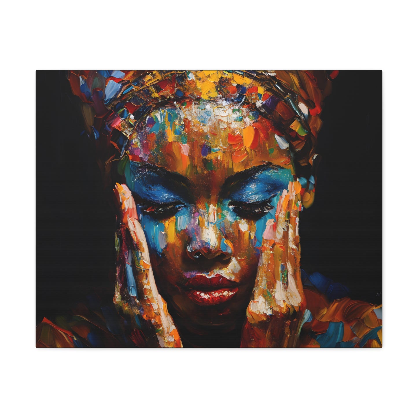 Heavy Is The Head That Wears The Crown Afrocentric Black Woman Abstract Art Canvas Wall Print