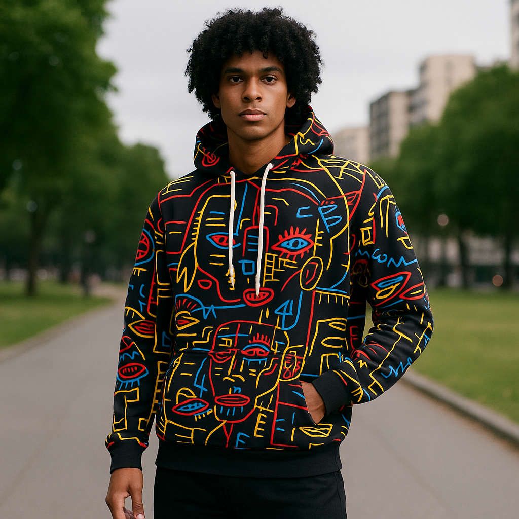 Face to Face Abstract Art Unisex Pullover Hoodie Sweatshirt
