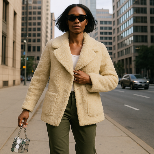 Faux Fur Trimmed Fleece Jacket