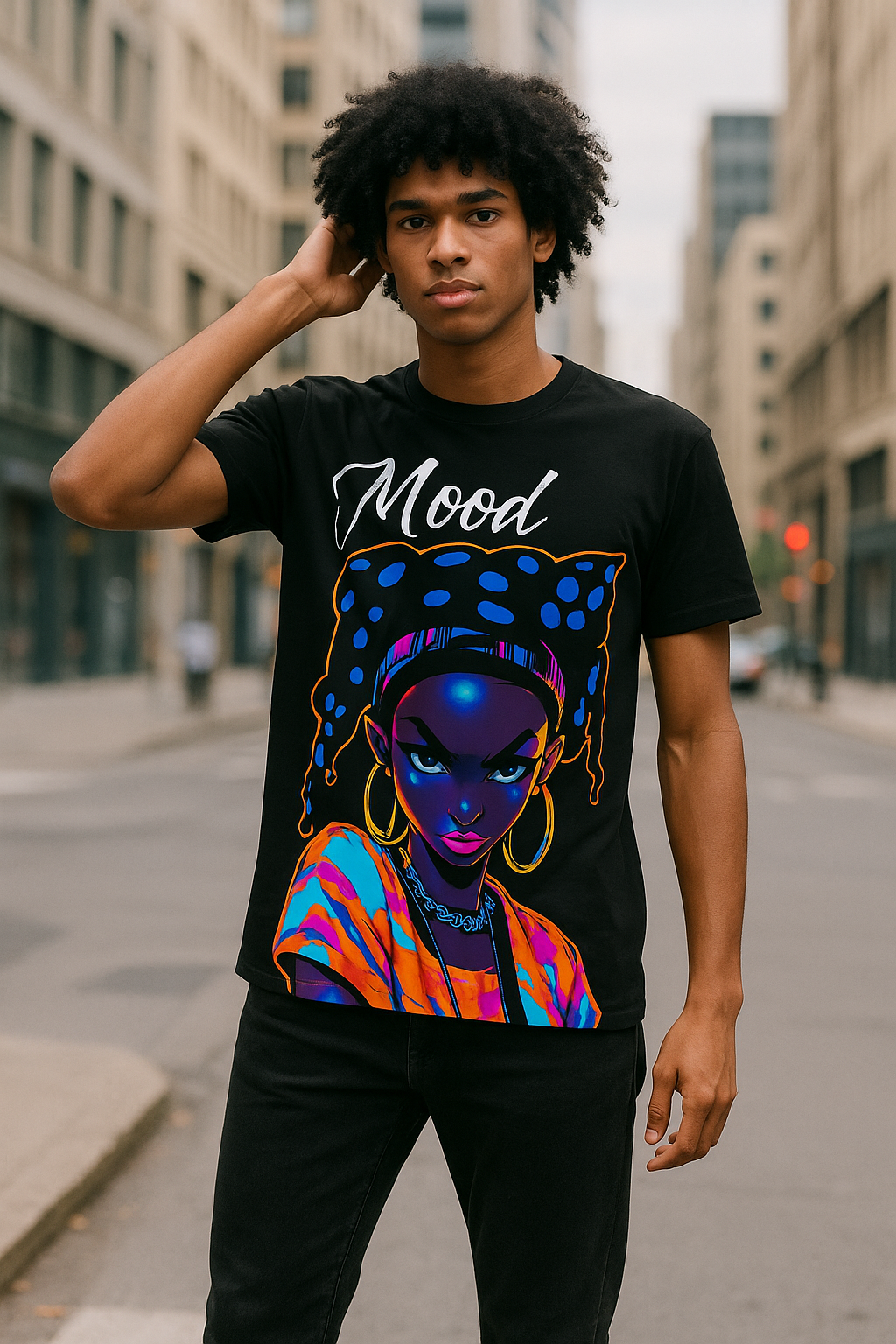 Mood Black Anime Statement Trendy Streetwear Unisex Graphic Tee T-Shirt