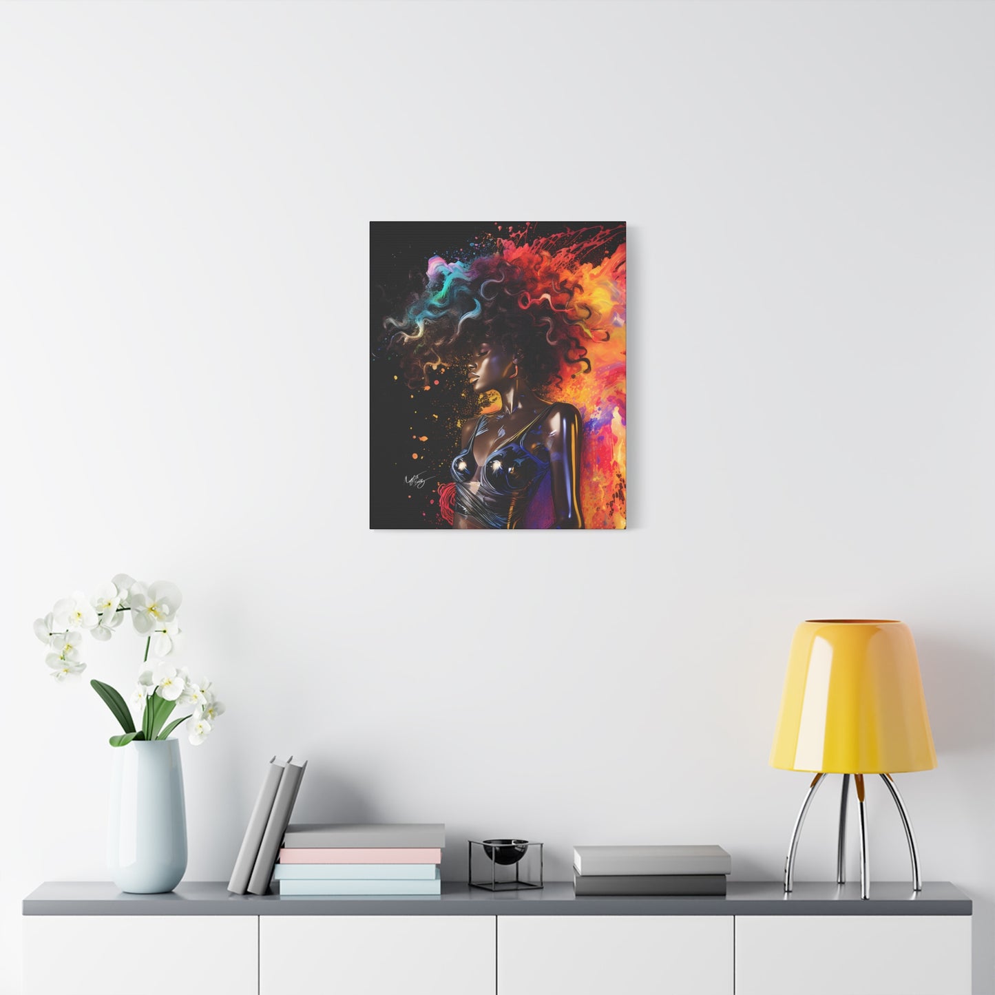 Colors Of The Universe Afrocentric Black Woman Abstract Fantasy Art Canvas Wall Print