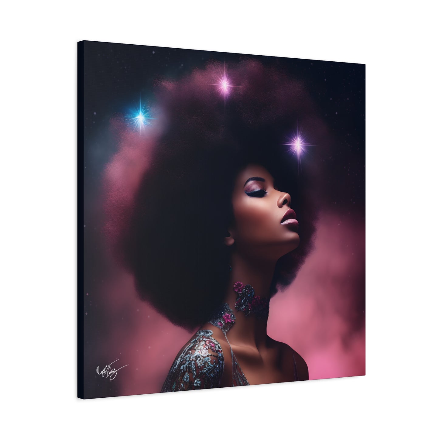 An Afrocentric Universe Fantasy Black Woman Canvas Wall Print
