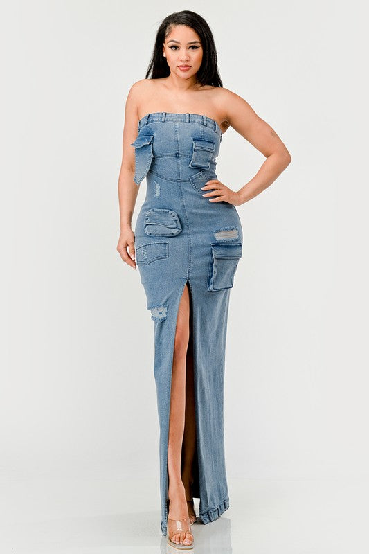 Urban Chic Denim Long Party Gown - Xtreme Shopper