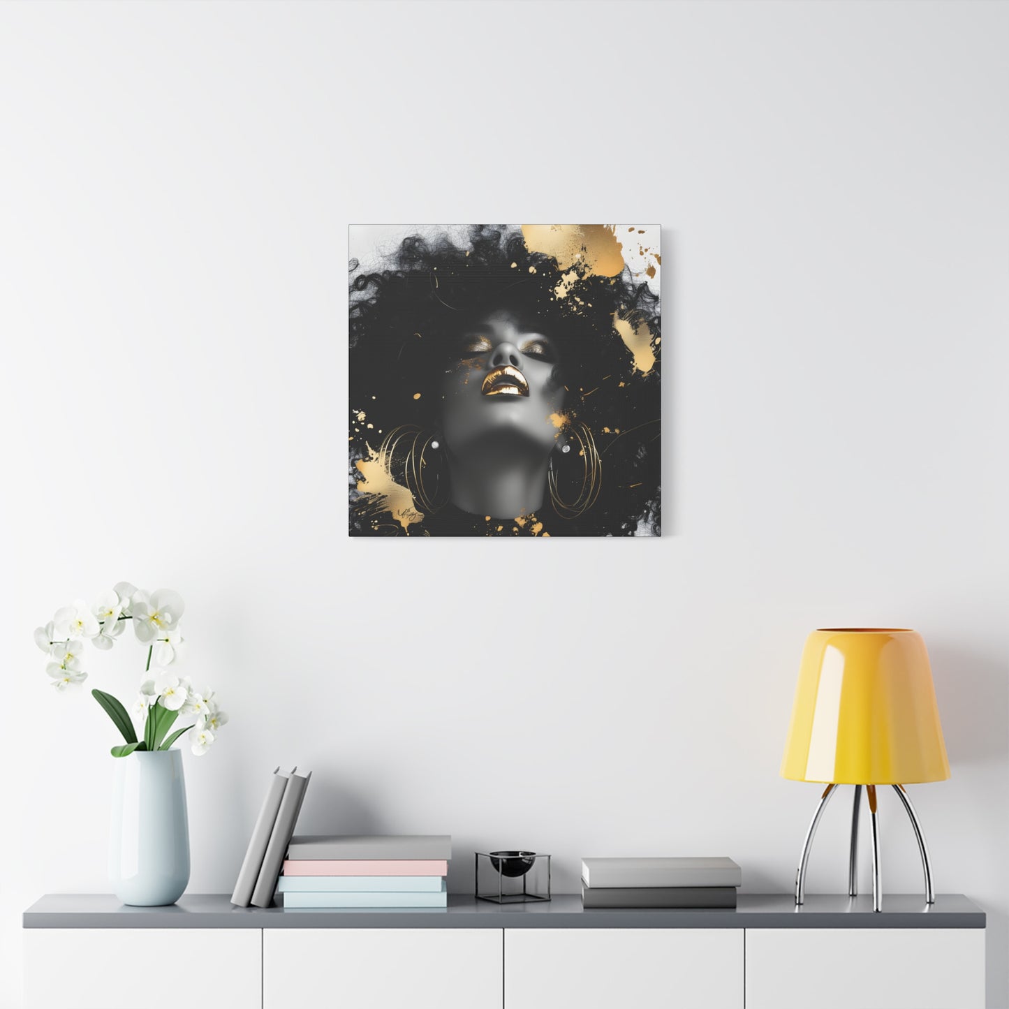 Gold Is My Passion Afrocentric Black Woman Abstract Art Canvas Wall Print