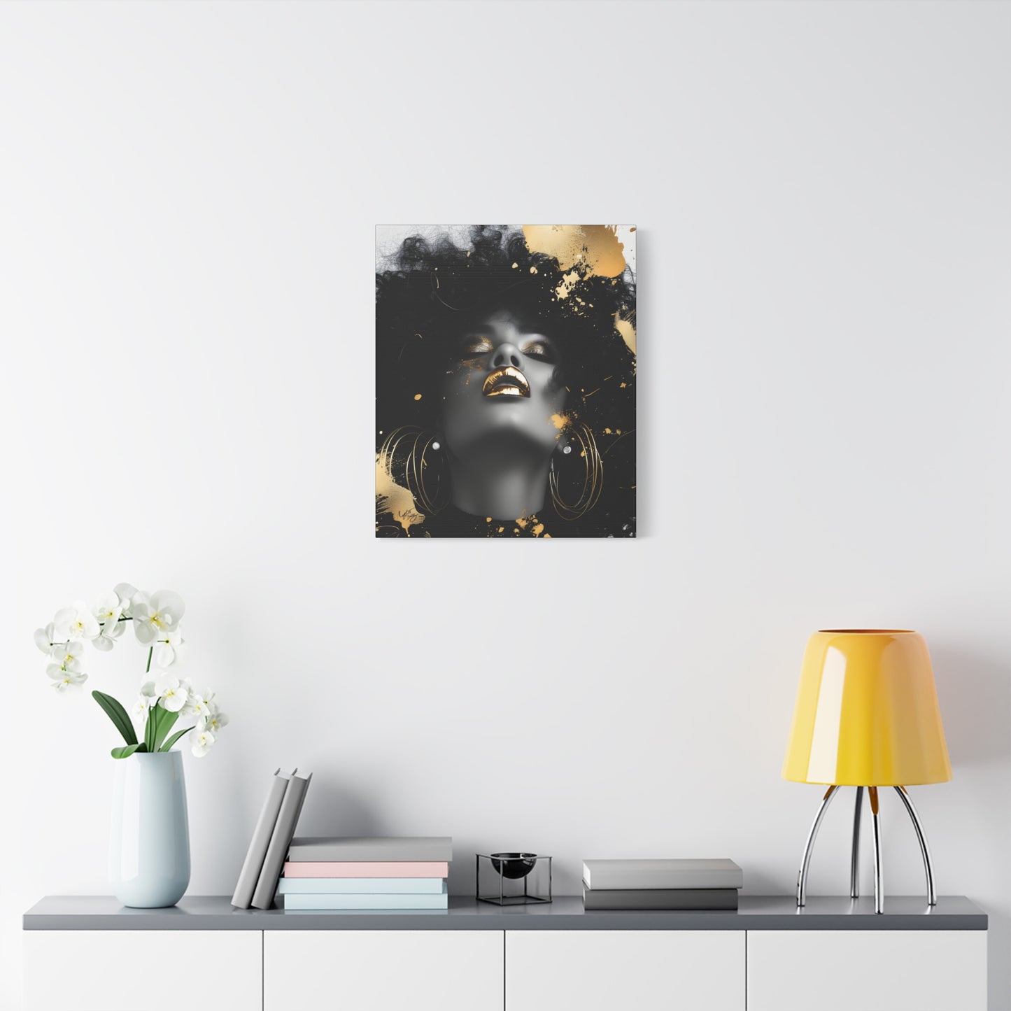 Gold Is My Passion Afrocentric Black Woman Abstract Art Canvas Wall Print