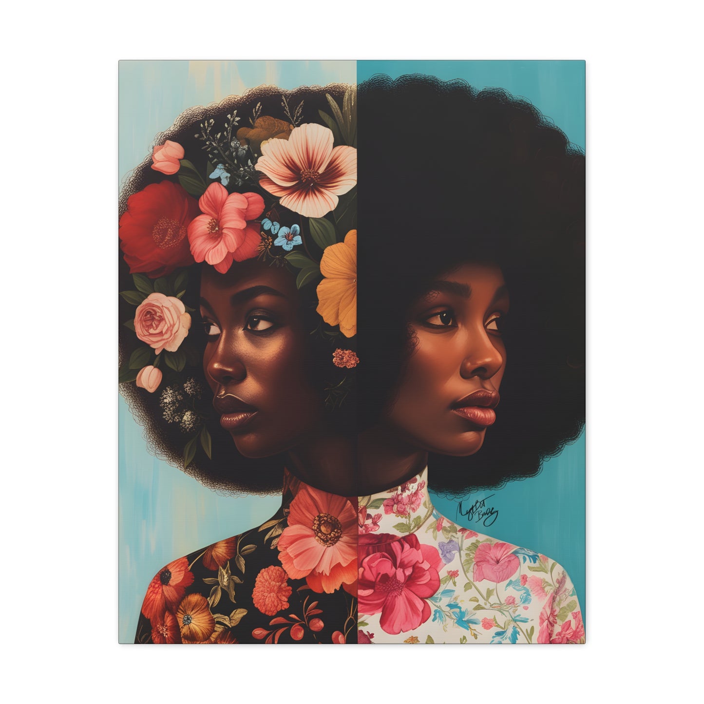 Duality Afrocentric Black Woman Art Canvas Wall Print