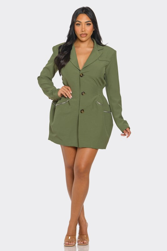 Trendy Tailored Utility Blazer Mini Dress - Xtreme Shopper