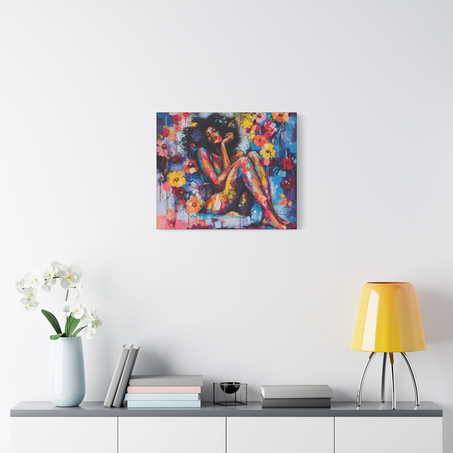 Flowers Blooming Everywhere Afrocentric Black Abstract Art Canvas Wall Print