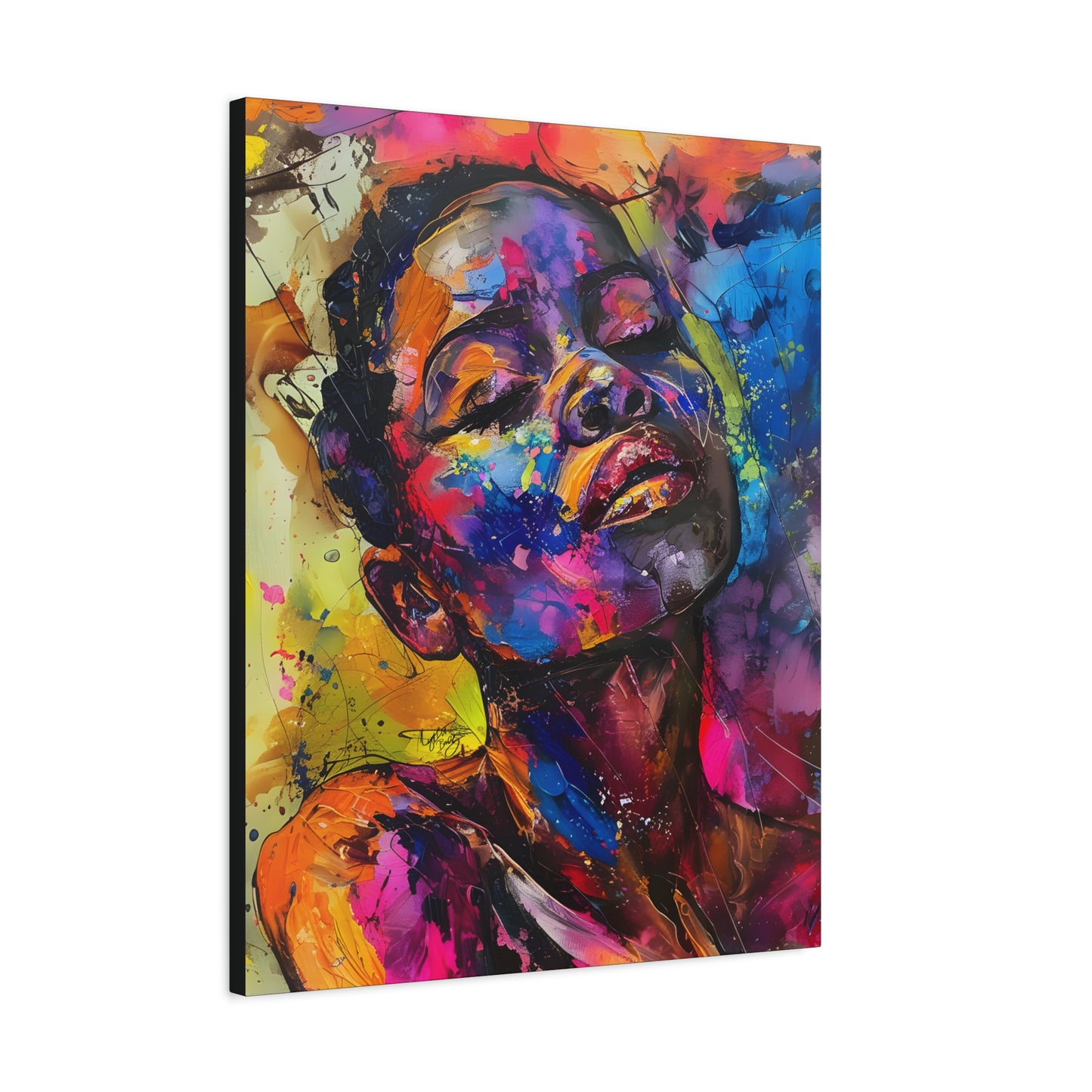 Beautiful and At Peace Afrocentric Black Woman Art Canvas