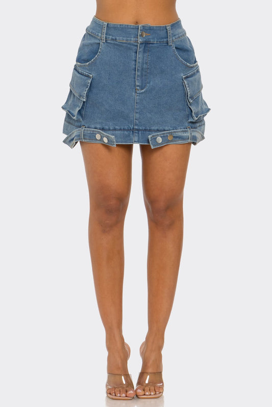 Trendy Utility Denim Maxi Skirt