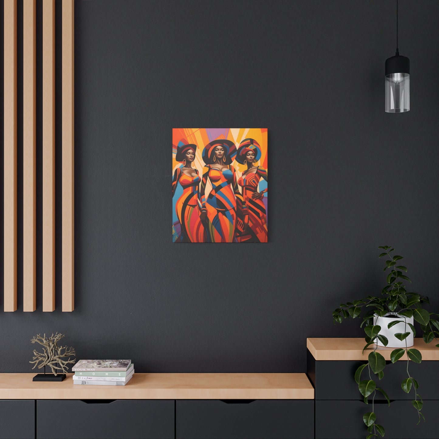 The Sisters Afrocentric Abstract Fantasy Black Woman Art Canvas Wall Print